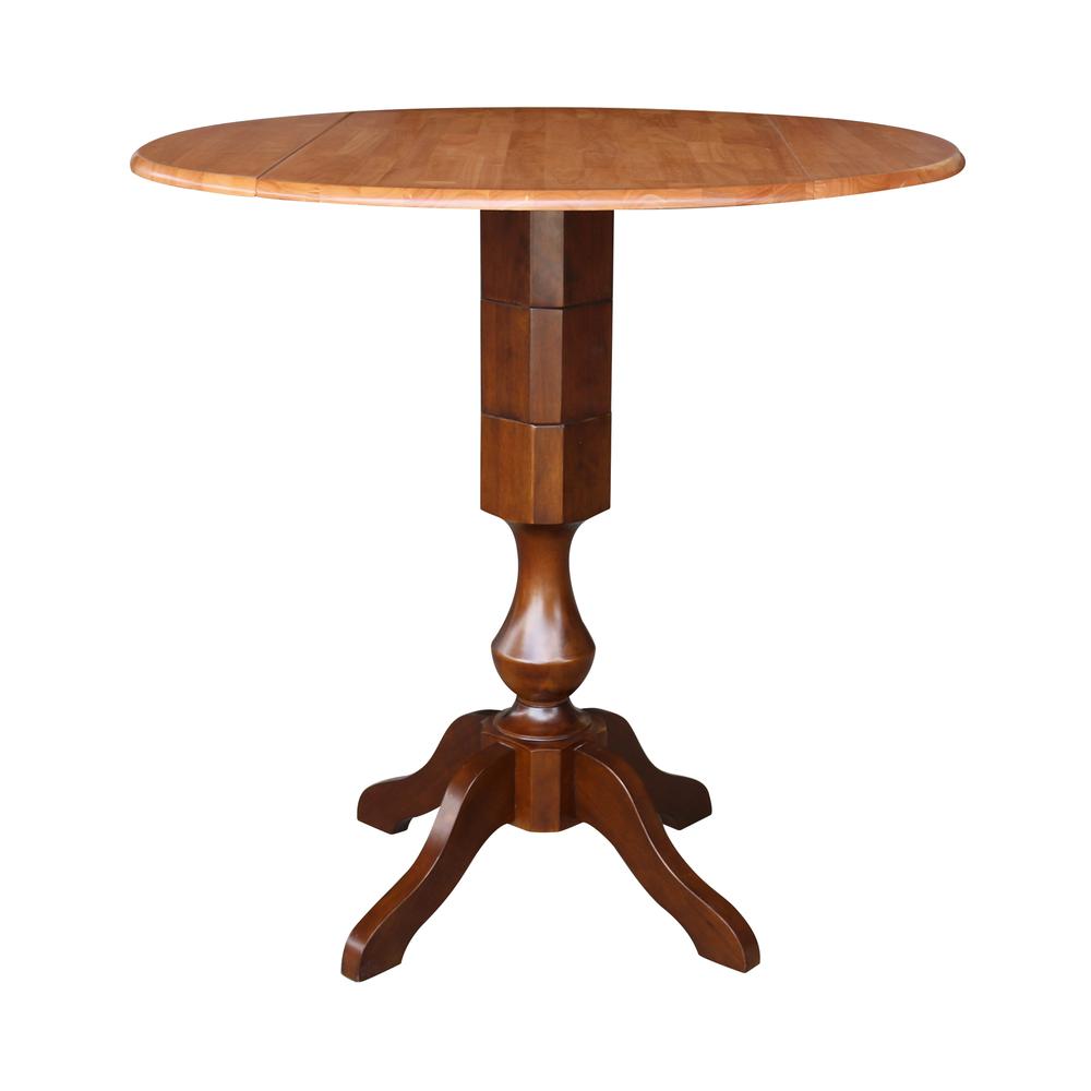 42" Round Dual Drop Leaf Pedestal Table - 29.5"h, Cinnamon/Espresso. Picture 35