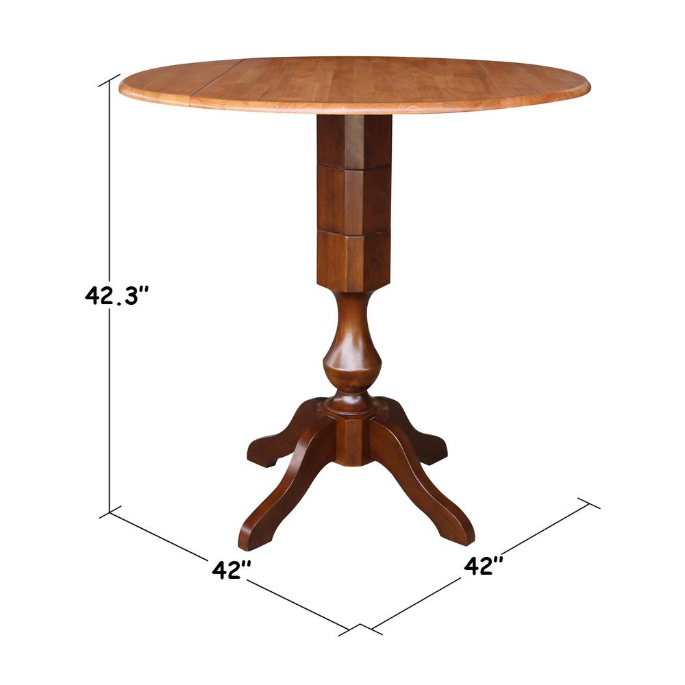 42" Round Dual Drop Leaf Pedestal Table - 29.5"h, Cinnamon/Espresso. Picture 29