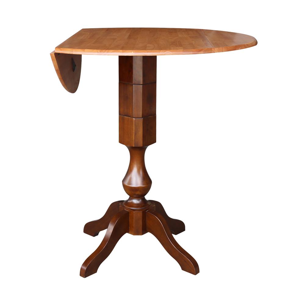 42" Round Dual Drop Leaf Pedestal Table - 29.5"h, Cinnamon/Espresso. Picture 30