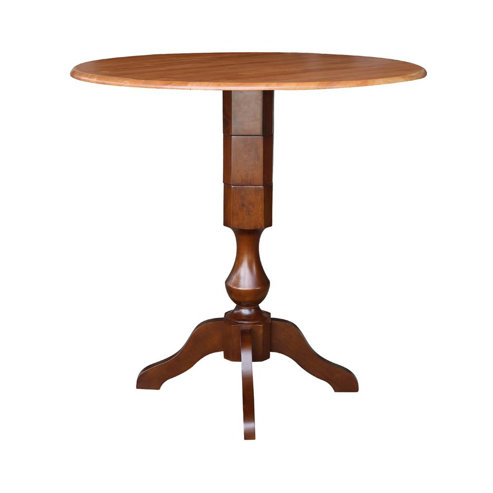 42" Round Dual Drop Leaf Pedestal Table - 29.5"h, Cinnamon/Espresso. Picture 33