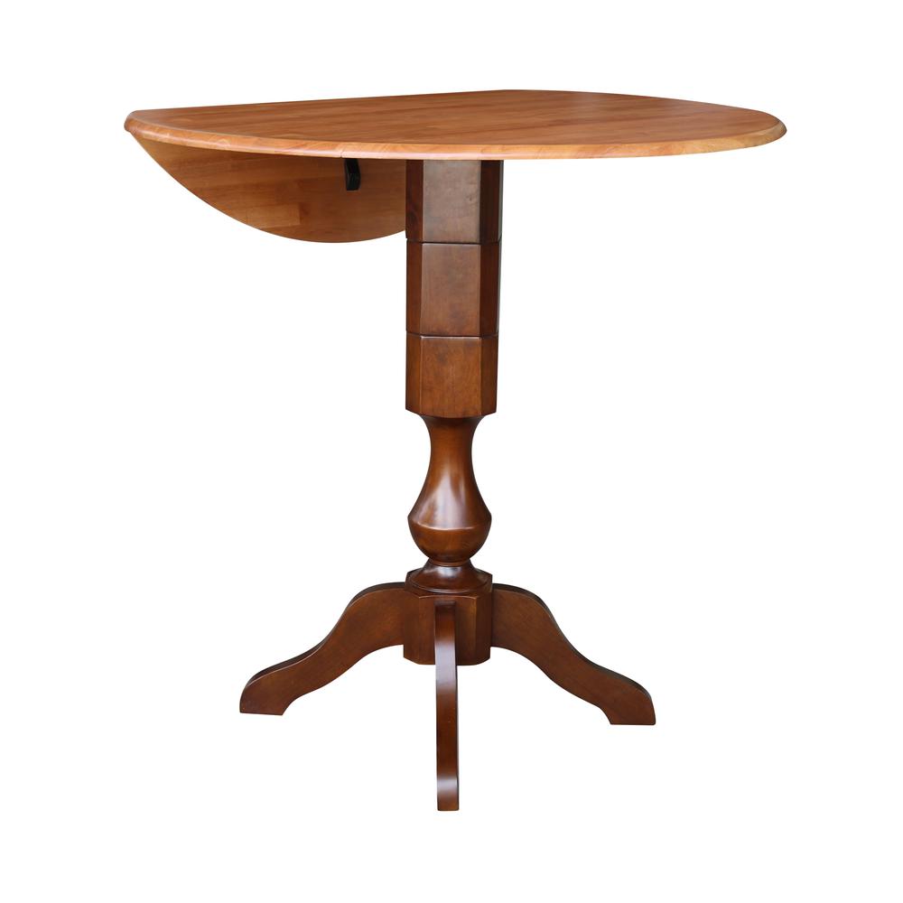 42" Round Dual Drop Leaf Pedestal Table - 29.5"h, Cinnamon/Espresso. Picture 31