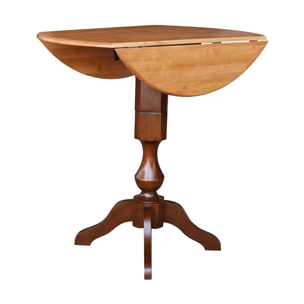 42" Round Dual Drop Leaf Pedestal Table - 29.5"h, Cinnamon/Espresso. Picture 32