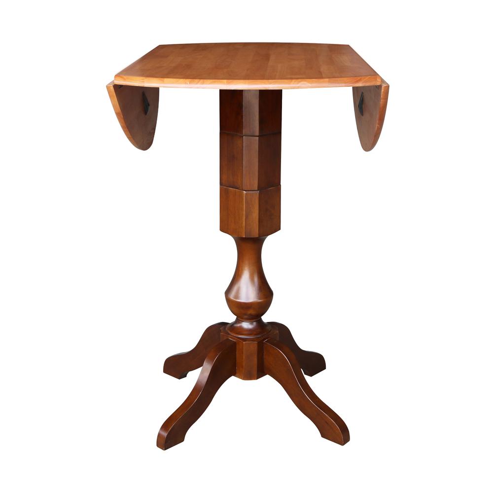 42" Round Dual Drop Leaf Pedestal Table - 29.5"h, Cinnamon/Espresso. Picture 34