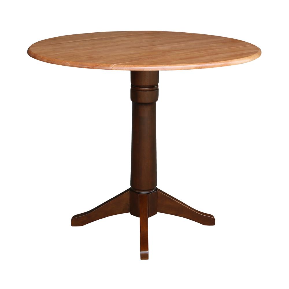 42" Round Dual Drop Leaf Pedestal Table - 29.5"h, Cinnamon/Espresso. Picture 50