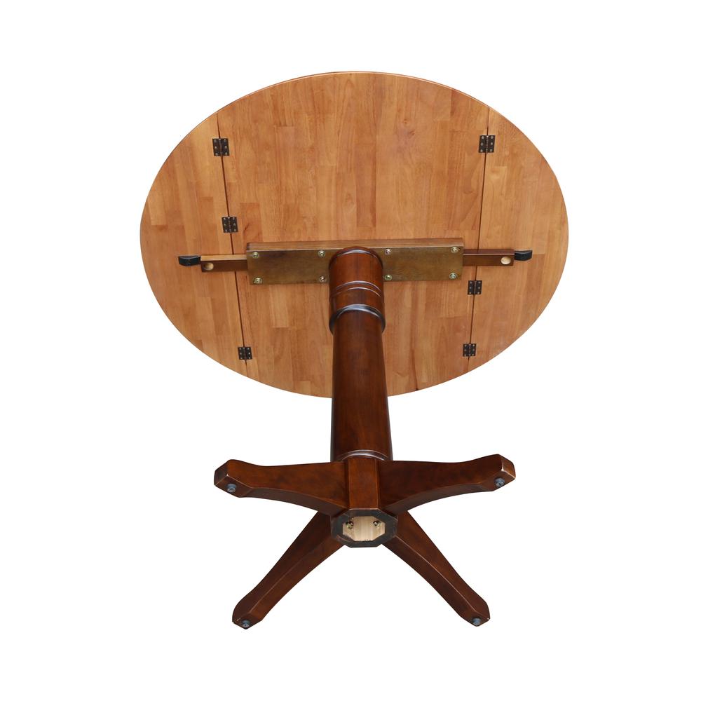 42" Round Dual Drop Leaf Pedestal Table - 29.5"h, Cinnamon/Espresso. Picture 52