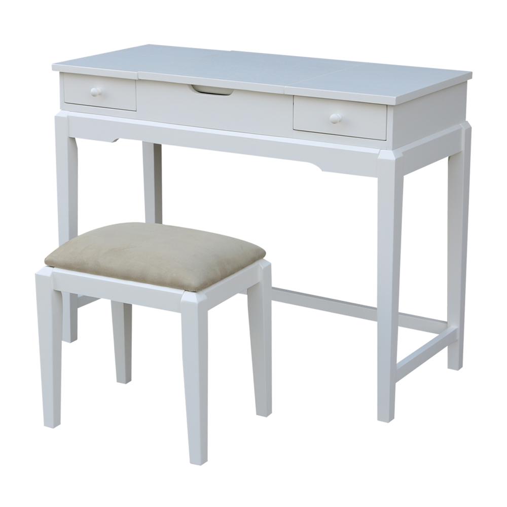 Vanity Table With Vanity Bench, Snow White. Picture 4
