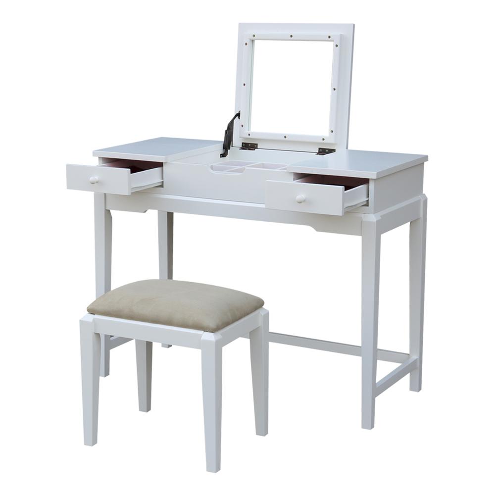 Vanity Table With Vanity Bench, Snow White. Picture 2