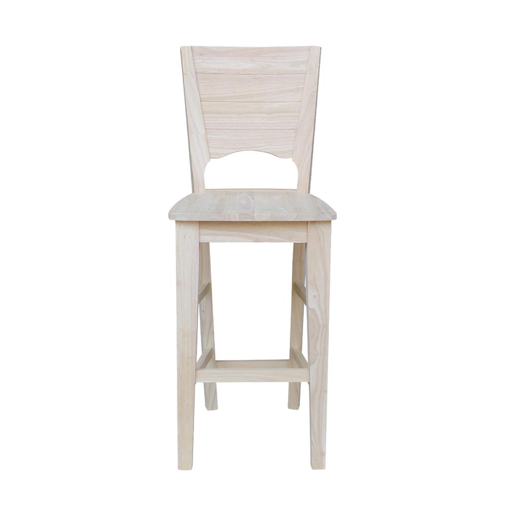 Canyon Collection Solid Back Bar height Stool - 30" Seat Height, Unfinished. Picture 7
