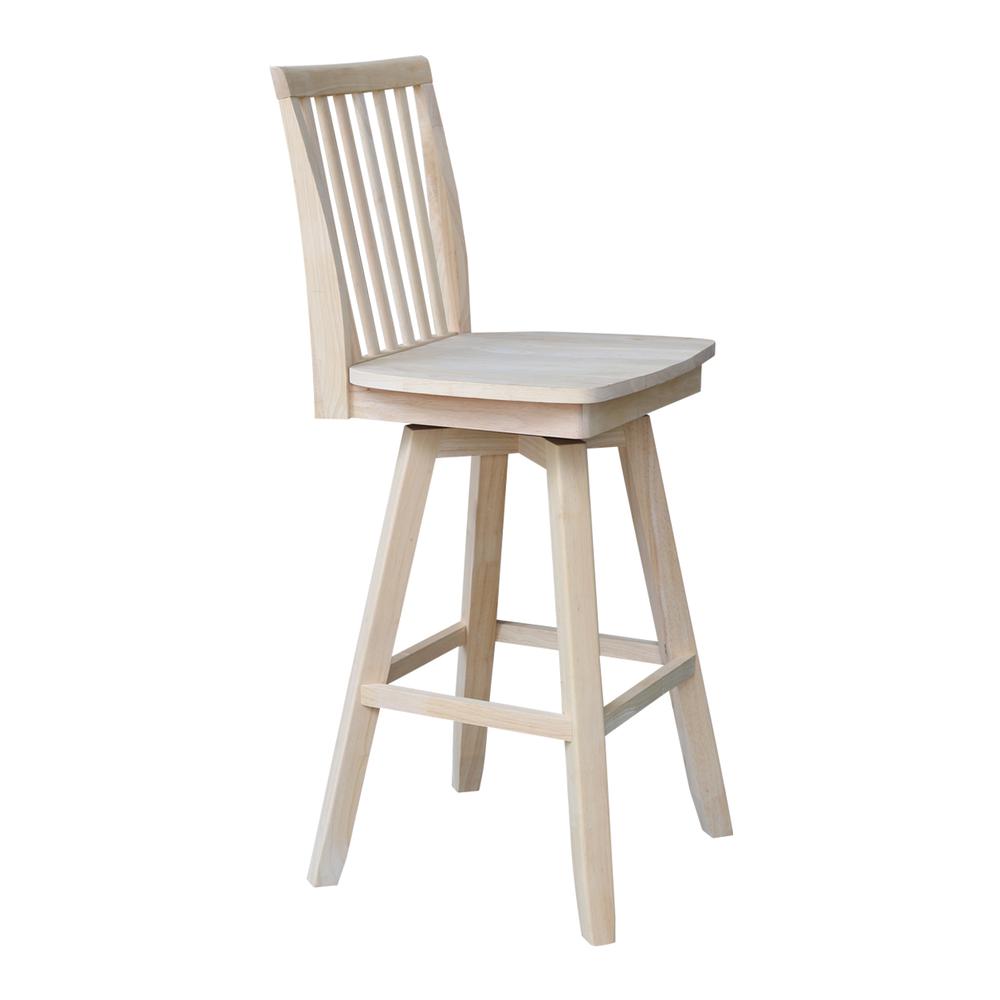Mission Bar height Stool - With Swivel And Auto Return - 30" Seat Height , Unfinished. Picture 1