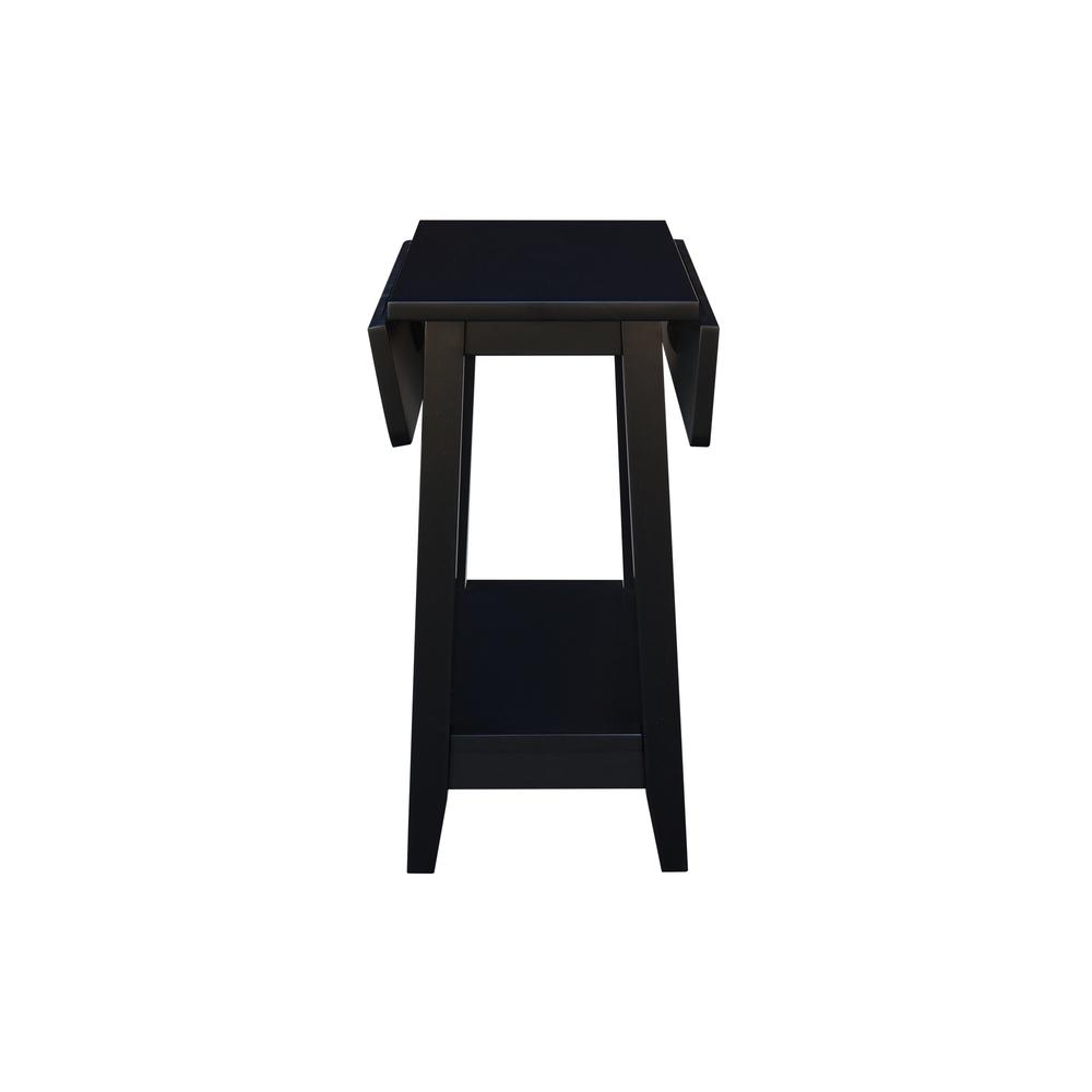 Solid Wood Square Drop Leaf Side Table in Black. Picture 4