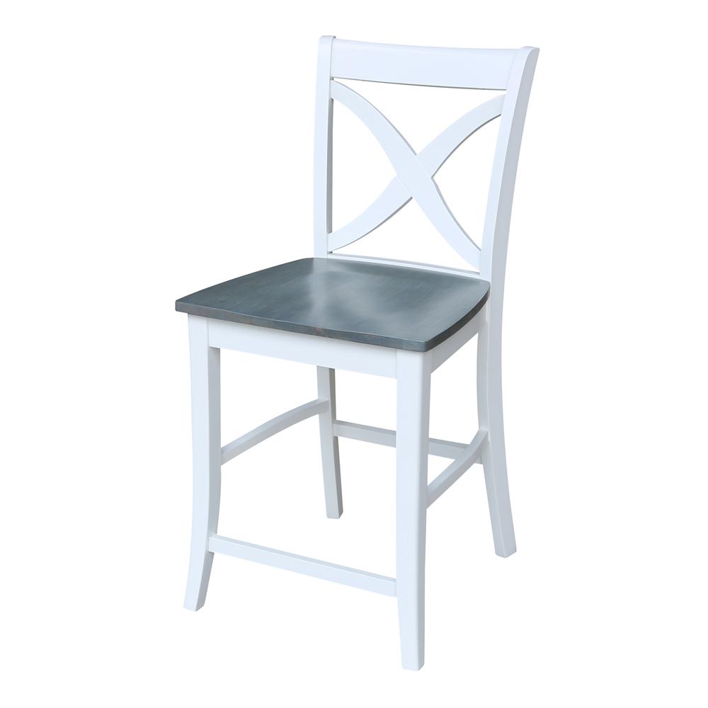 Vineyard Counter height Stool - 24" Seat Height, White/Heather gray. Picture 1