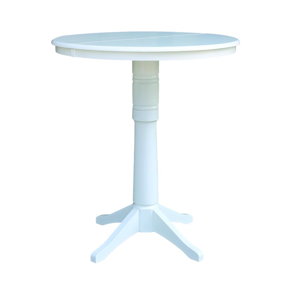 36" Round Top Pedestal Table With 12" Leaf - 40.9"H - Dining, Counter, or Bar Height, White. Picture 8