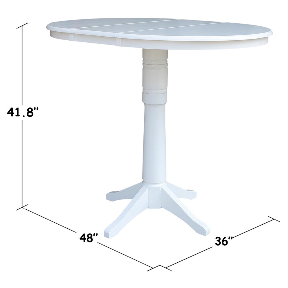 36" Round Top Pedestal Table With 12" Leaf - 40.9"H - Dining, Counter, or Bar Height, White. Picture 1