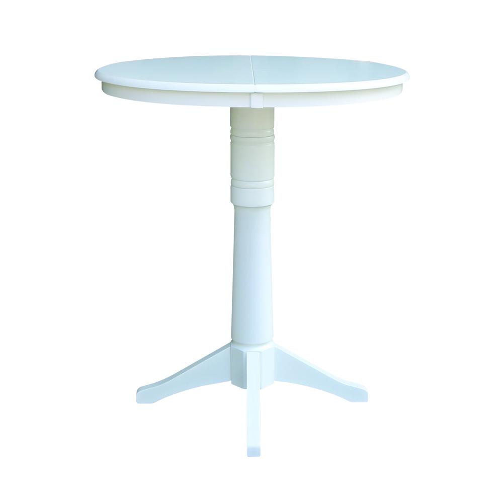36" Round Top Pedestal Table With 12" Leaf - 40.9"H - Dining, Counter, or Bar Height, White. Picture 3