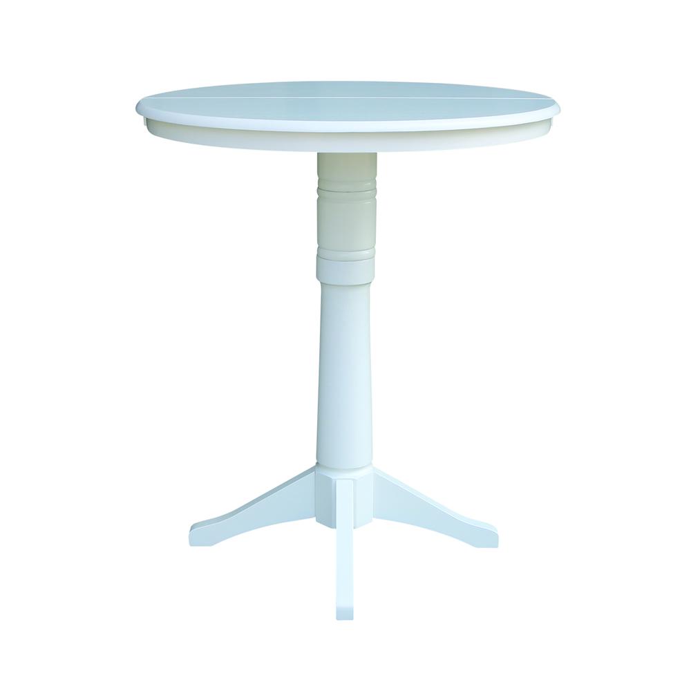36" Round Top Pedestal Table With 12" Leaf - 40.9"H - Dining, Counter, or Bar Height, White. Picture 5