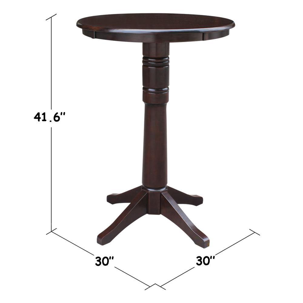 30" Round Top Pedestal Table - 40.9"H, Rich Mocha. Picture 1