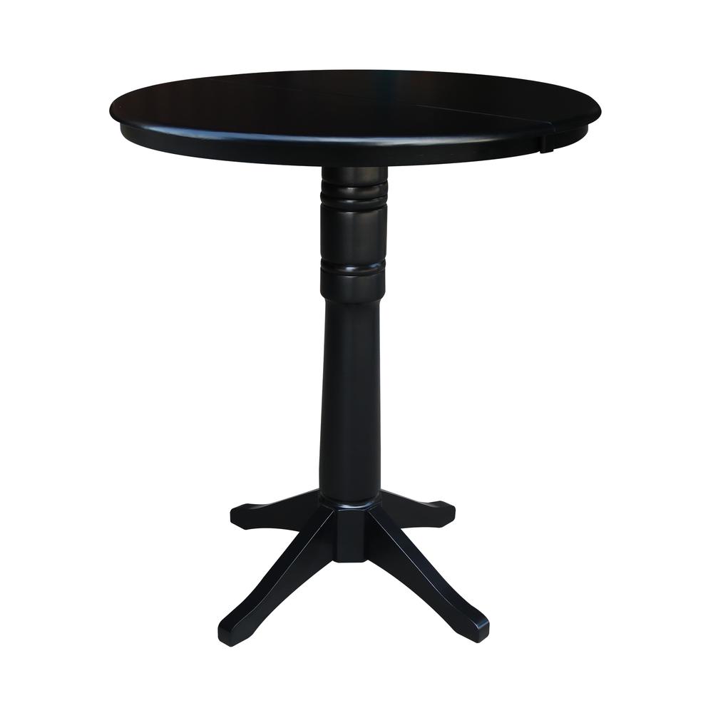 36" Round Top Pedestal Table With 12" Leaf - 40.9"H - Dining, Counter, or Bar Height, Black. Picture 7