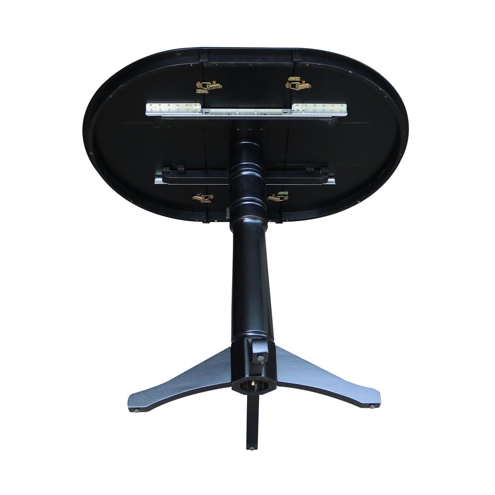 36" Round Top Pedestal Table With 12" Leaf - 40.9"H - Dining, Counter, or Bar Height, Black. Picture 5