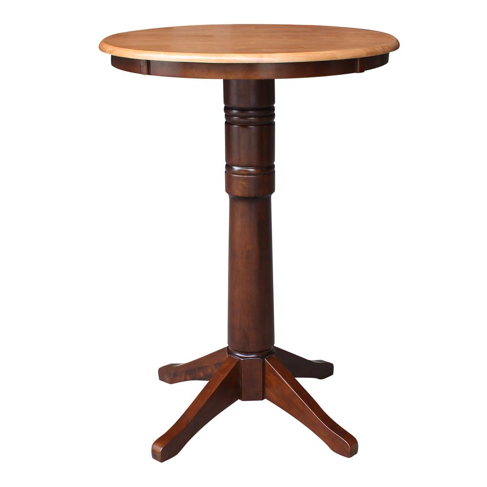 30" Round Top Pedestal Table - 40.9"H, Cinnamon/Espresso. Picture 4