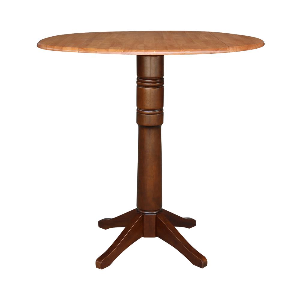 42" Round Dual Drop Leaf Pedestal Table - 29.5"h, Cinnamon/Espresso. Picture 60
