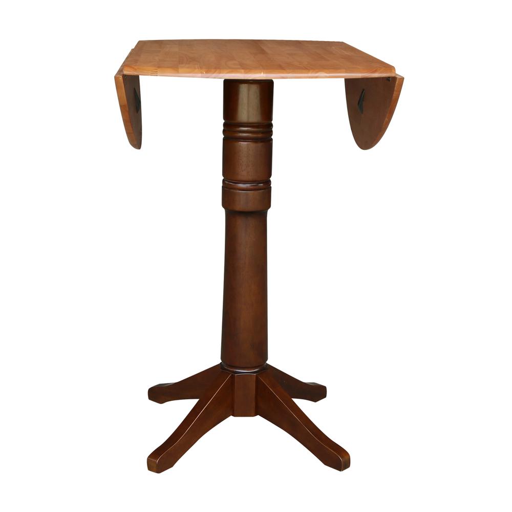 42" Round Dual Drop Leaf Pedestal Table - 29.5"h, Cinnamon/Espresso. Picture 58