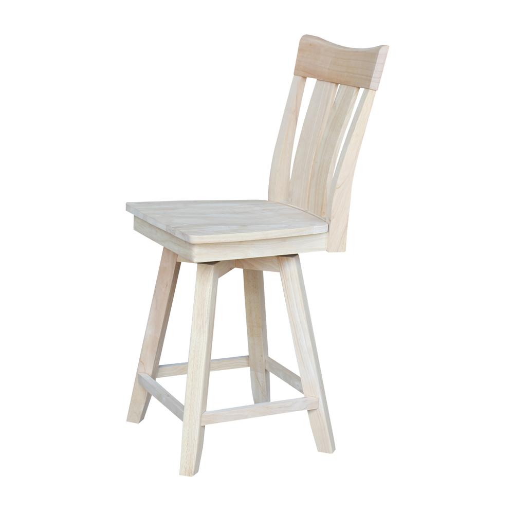 Ava Counter height Stool - With Swivel And Auto Return - 24" Seat Height, Unfinished. Picture 3