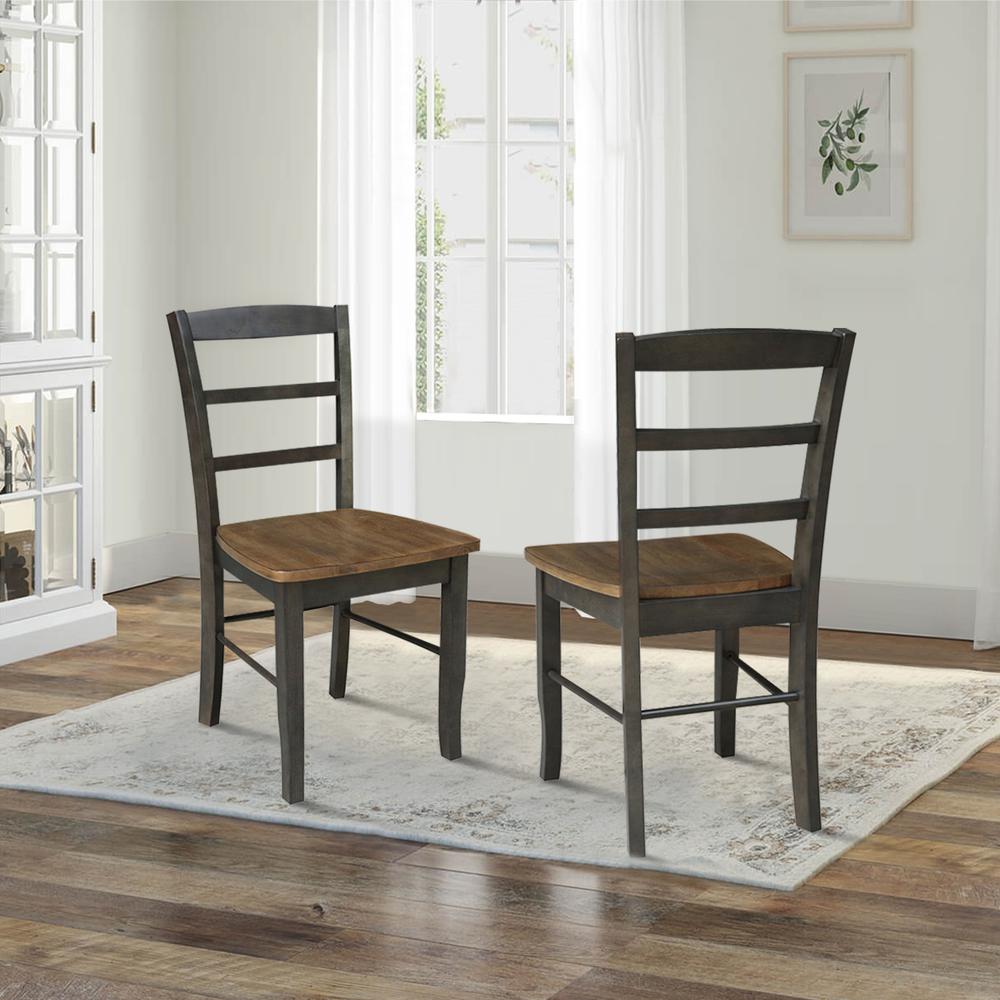 Madrid Ladderback Chairs - Set of 2, Hickory/Washed Coal. Picture 2