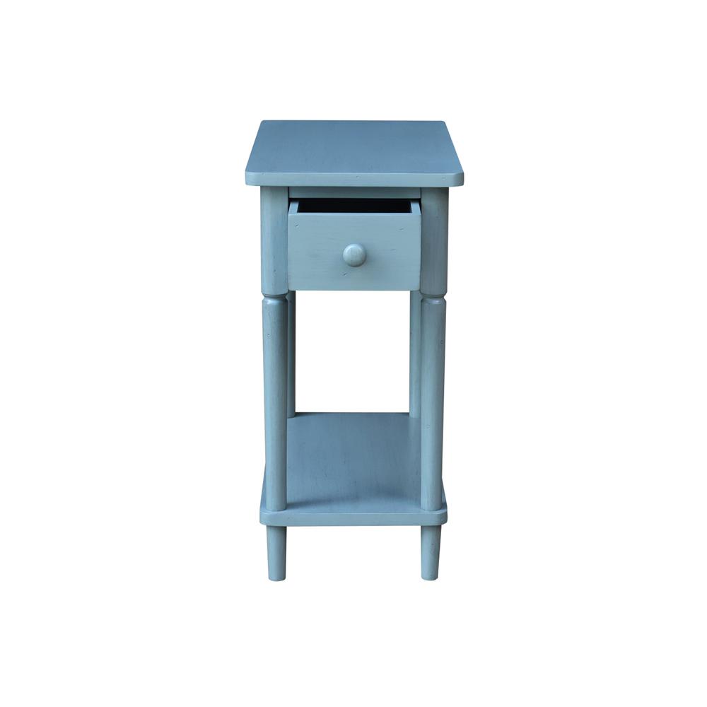 Solid Wood Narrow Side Table in Antique Rubbed Ocean Blue. Picture 3