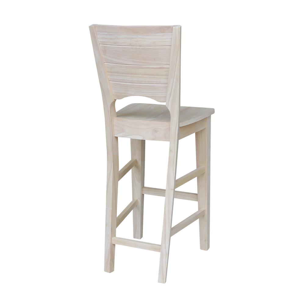 Canyon Collection Solid Back Bar height Stool - 30" Seat Height, Unfinished. Picture 10