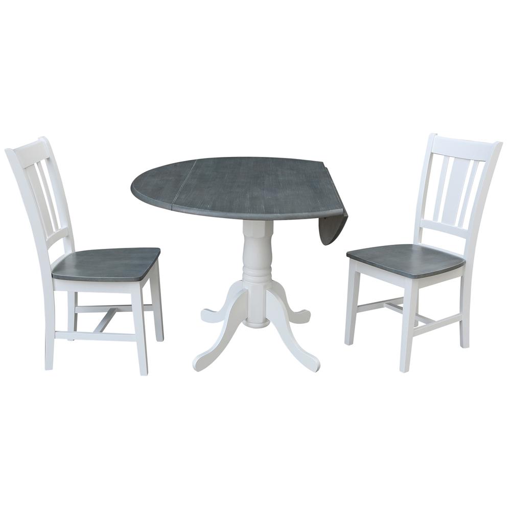 42" Dual Drop Leaf Table with 2 San Remo Side Chairs - Set of 3 Pieces. Picture 4