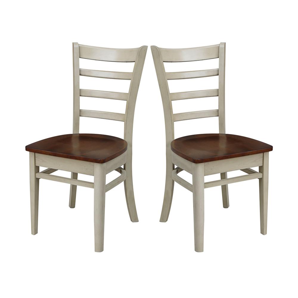 Set of Two Emily Side Chairs, Antiqued Almond/Espresso. Picture 4