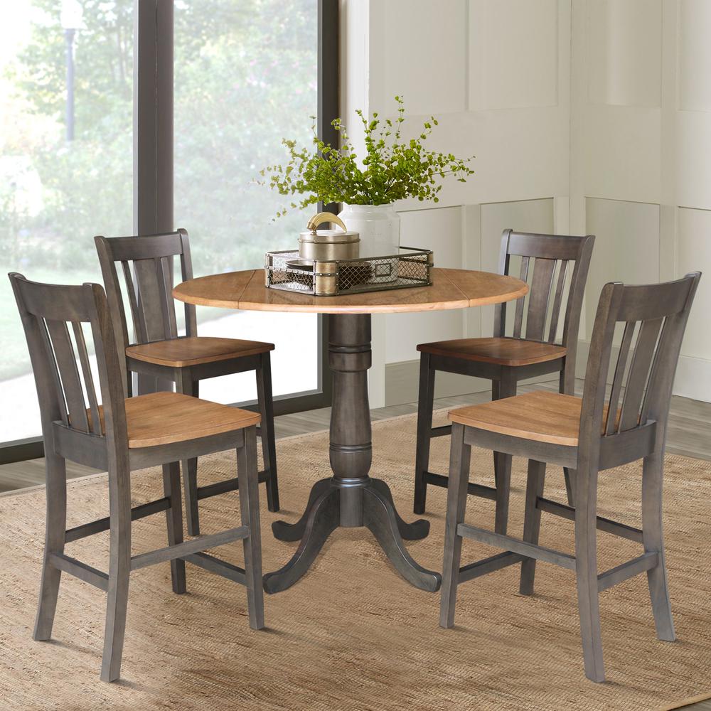 42 in. Round Dual Drop Leaf Counter Height Dining Table with 42 Splatback Stools. Picture 2