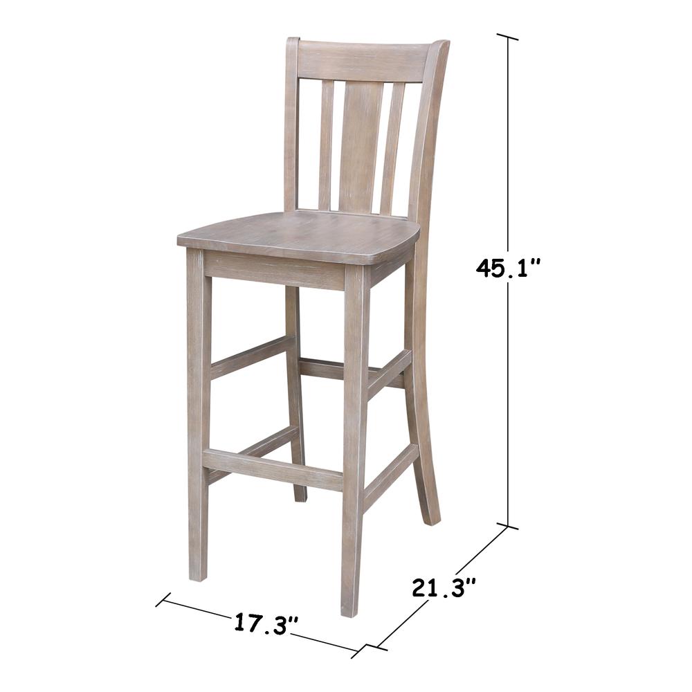 San Remo Bar height Stool - 30" Seat Height, Washed Gray Taupe. Picture 7