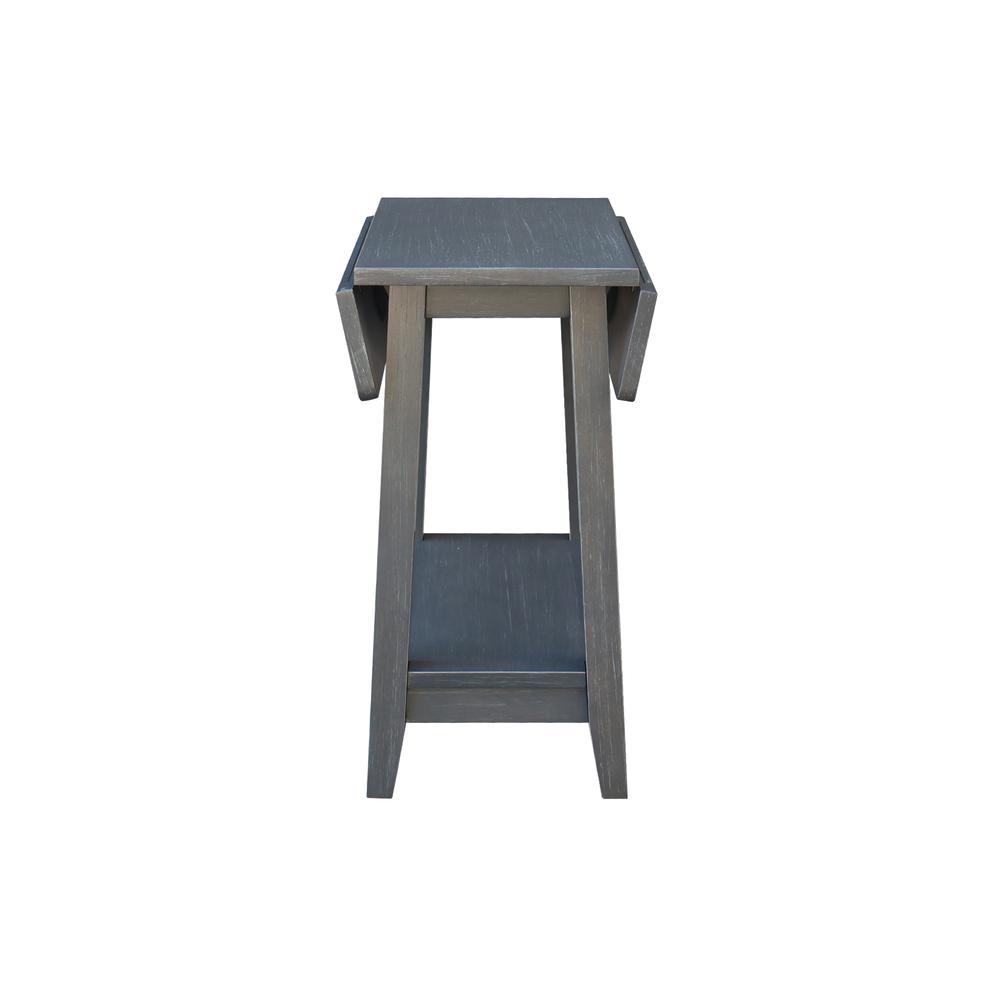 Solid Wood Square Drop Leaf Side Table in Antique Washed Heather Gray. Picture 3