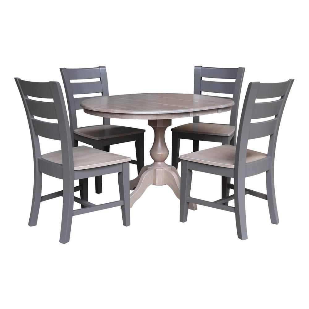 36" Round Extension Dining Table with 4 Chairs 727506562329. Picture 2