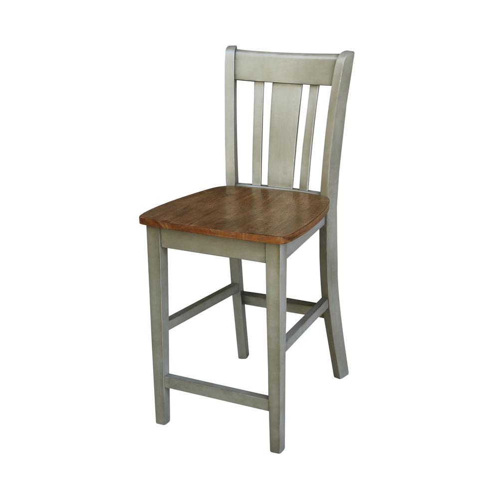 San Remo Counterheight Stool - 24" Seat Height, Hickory/Stone. Picture 1
