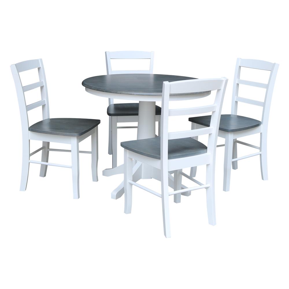 36" Round Pedestal Dining Table with 4 Madrid Ladderback Chairs. Picture 2