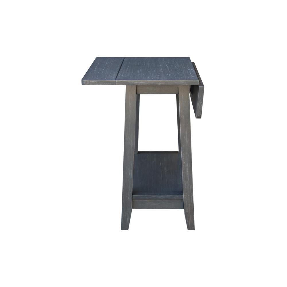 Solid Wood Square Drop Leaf Side Table in Antique Washed Heather Gray. Picture 4