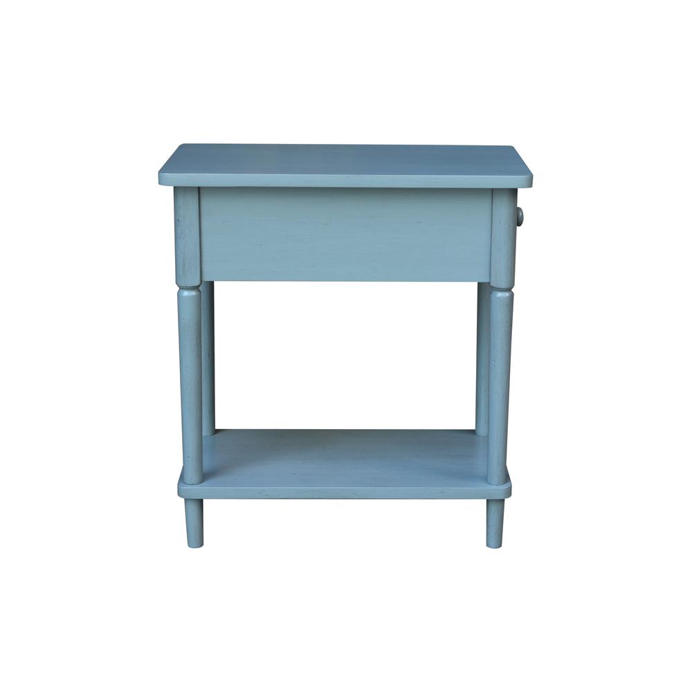 Solid Wood Narrow Side Table in Antique Rubbed Ocean Blue. Picture 4