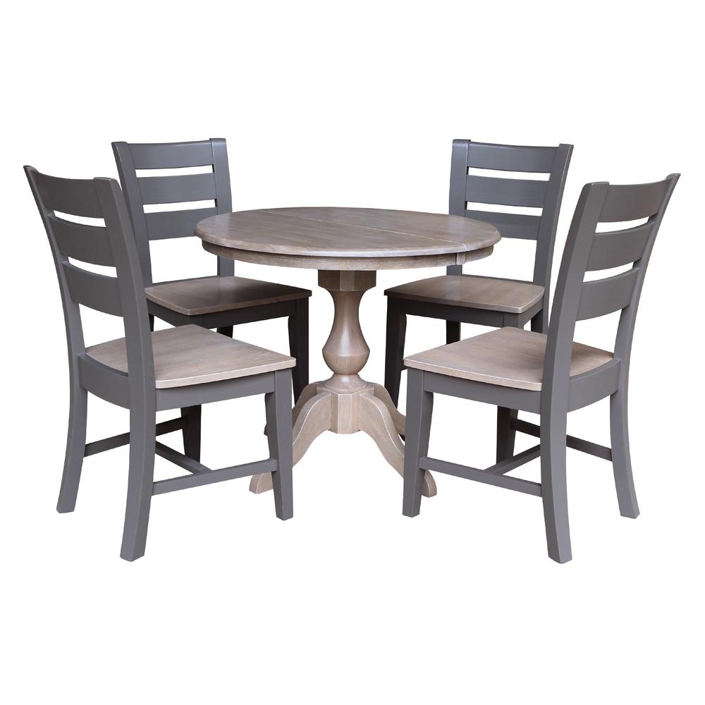 36" Round Extension Dining Table with 4 Chairs 727506562329. Picture 1