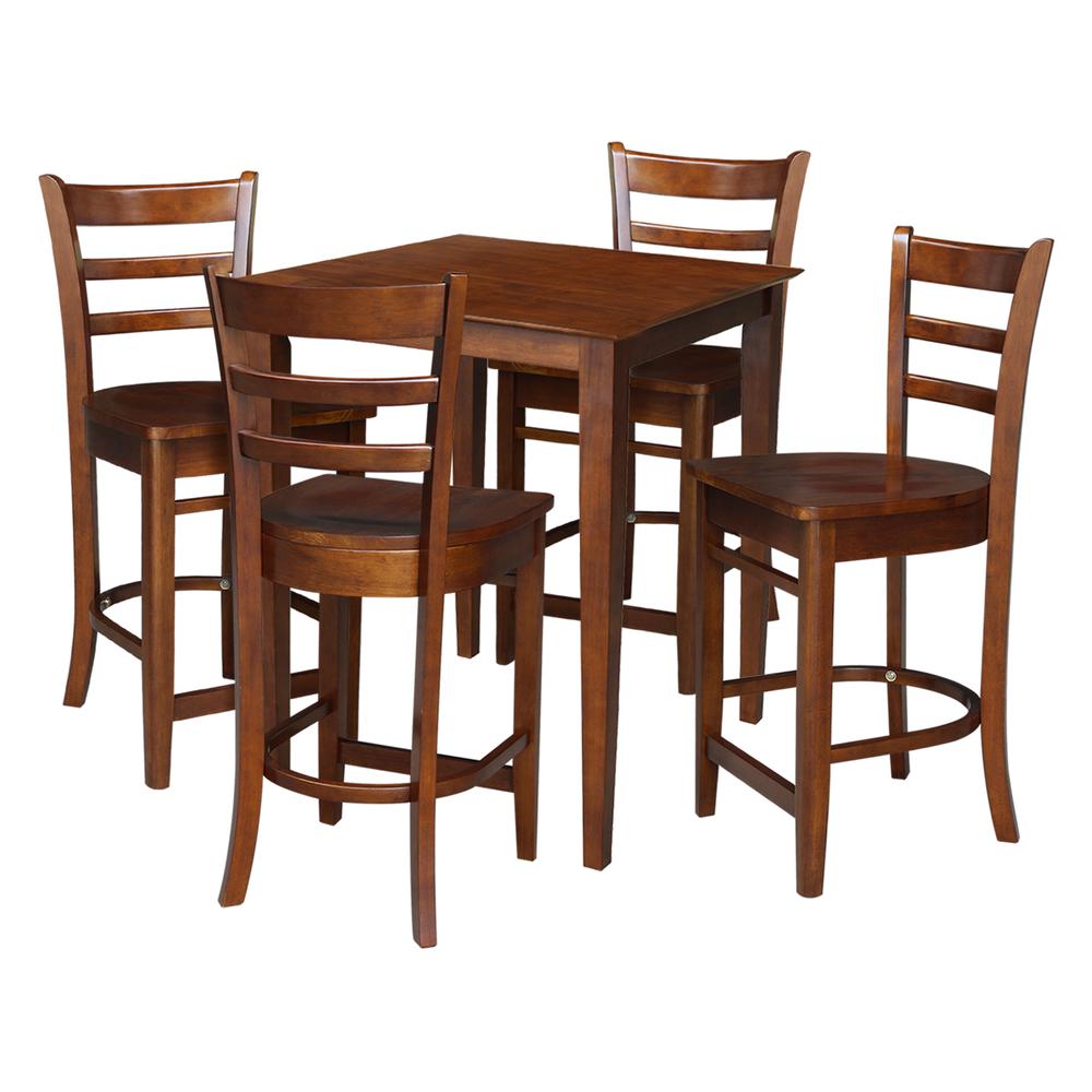 30" x 30" Counter Height Table with 4 Emily Counter Height Stools - 5 Piece Set. Picture 2