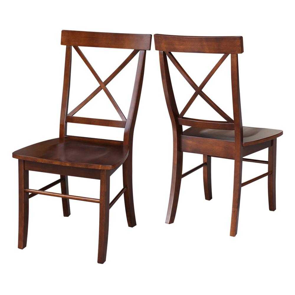 Set of Two X-Back Chairs  with Solid Wood Seats , Espresso. Picture 8