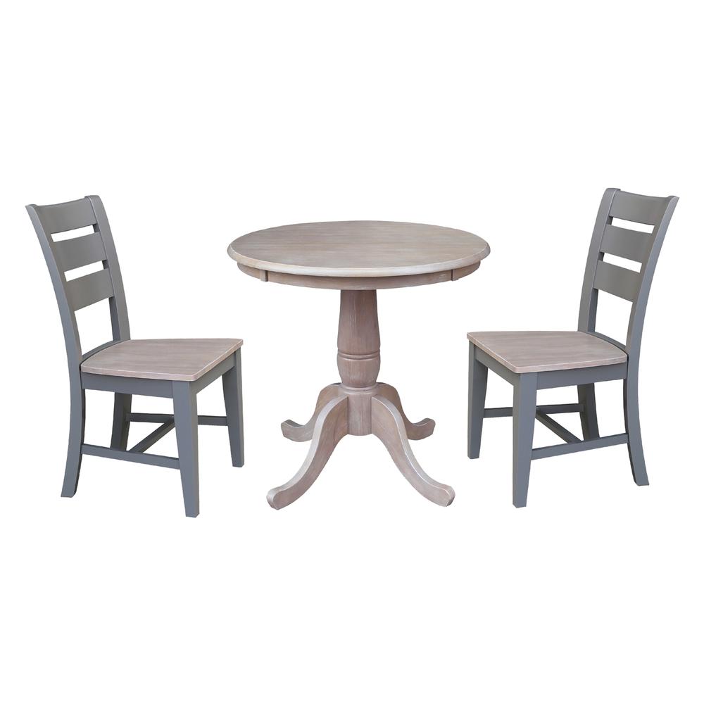 30" Round Top Pedestal Table with 2 Chairs. Picture 1