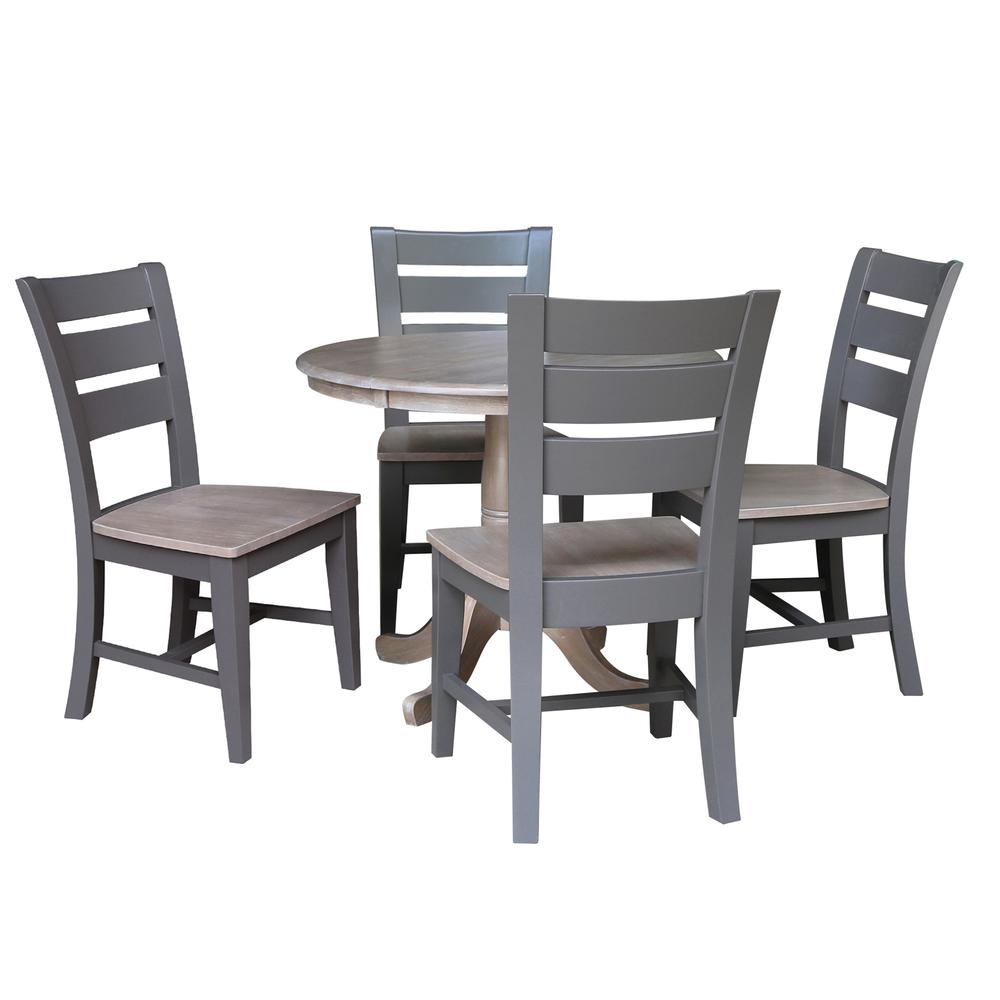 36" Round Extension Dining Table with 4 Chairs 727506562367. Picture 1