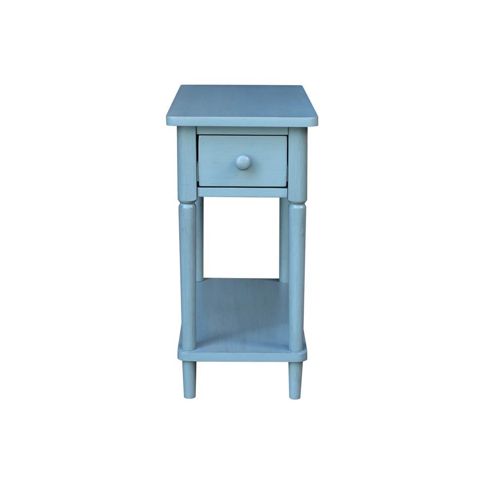 Solid Wood Narrow Side Table in Antique Rubbed Ocean Blue. Picture 2