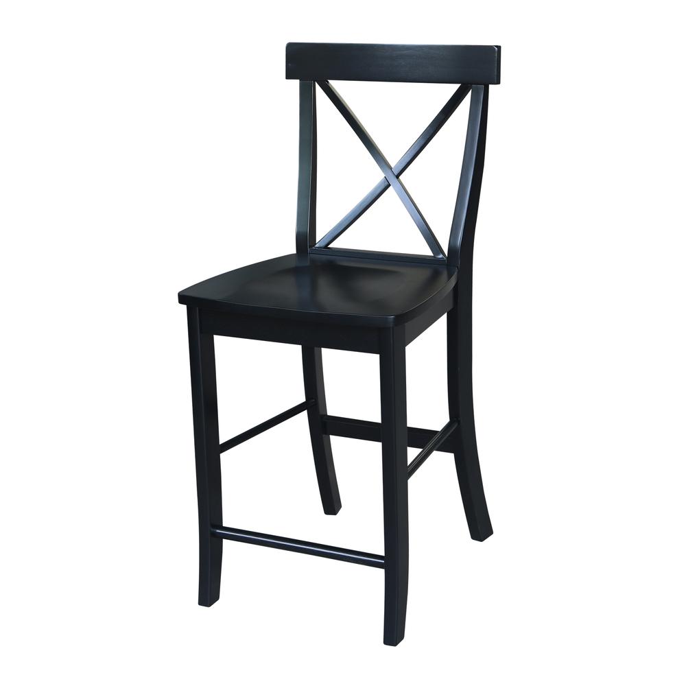 X-Back Counter height Stool - 24" Seat Height, Black. Picture 1