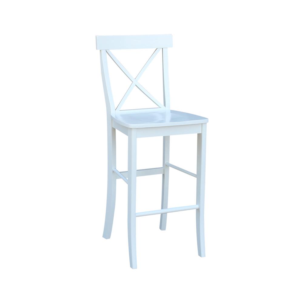 X-Back Bar height Stool - 30" Seat Height, White. Picture 10