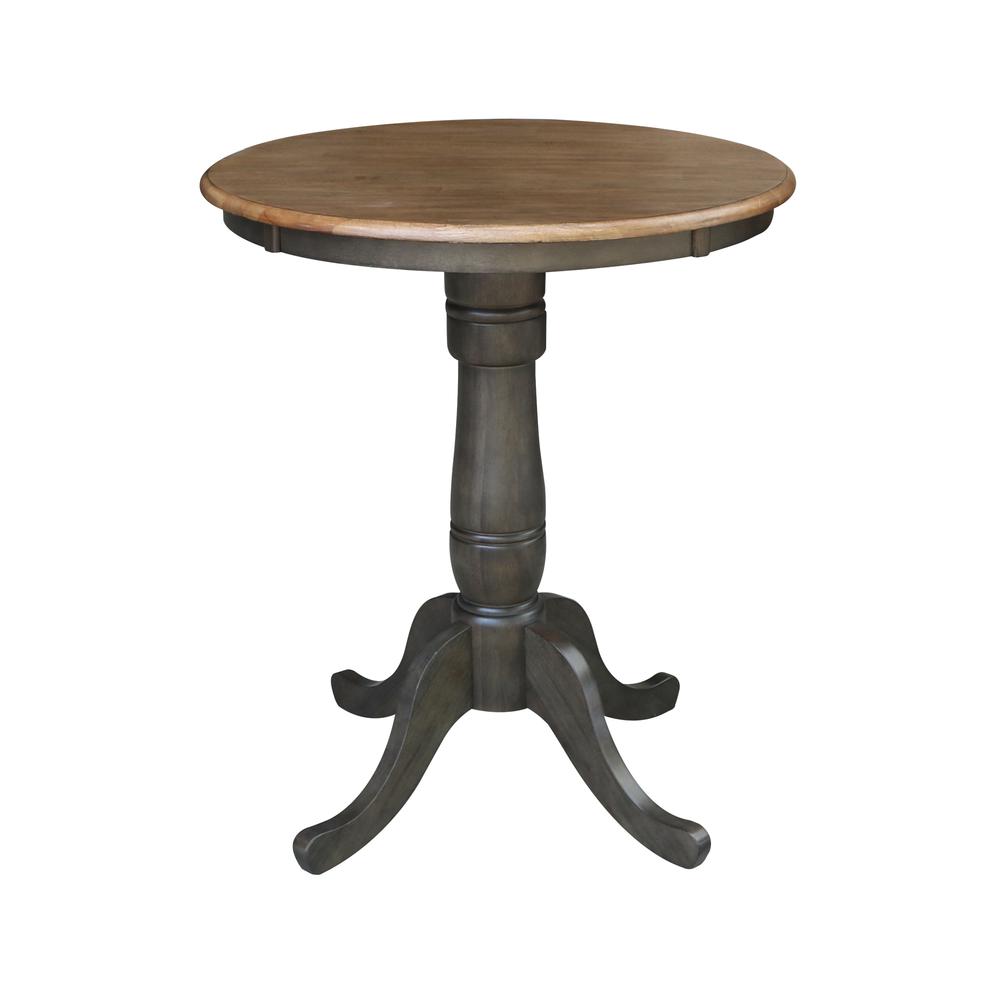 30" Round Pedestal Gathering Height Table With 2 Emily Counter Height Stools. Picture 3