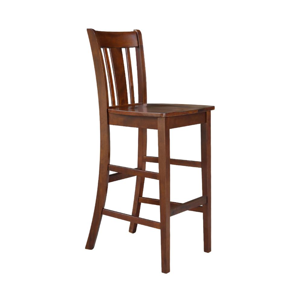 San Remo Bar height Stool - 30" Seat Height, Espresso. Picture 5