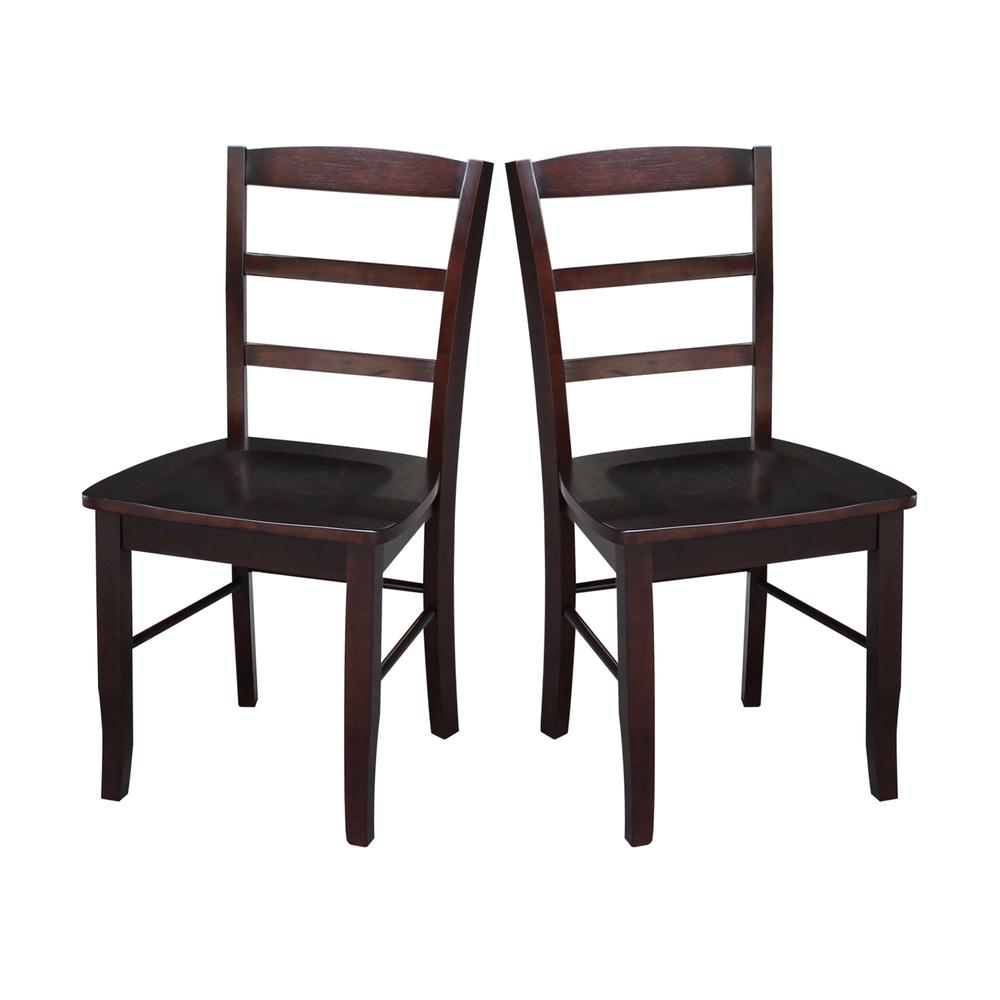 Set of Two Madrid Ladderback Chairs, Rich Mocha. Picture 6